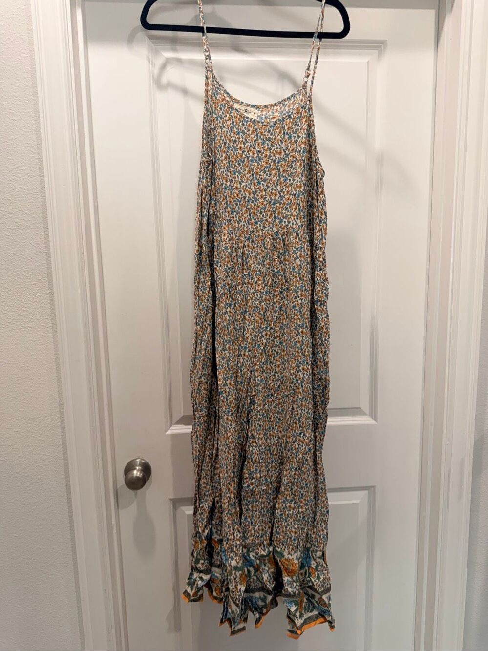 Natural Life Floral Wide Leg Jumpsuit Spaghetti Strap Boho Print Romper Sz M